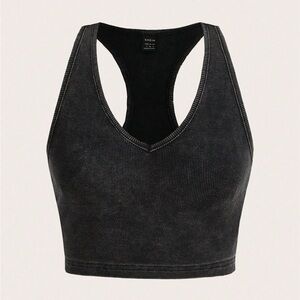 SHEIN Black Ribbed Knit Top